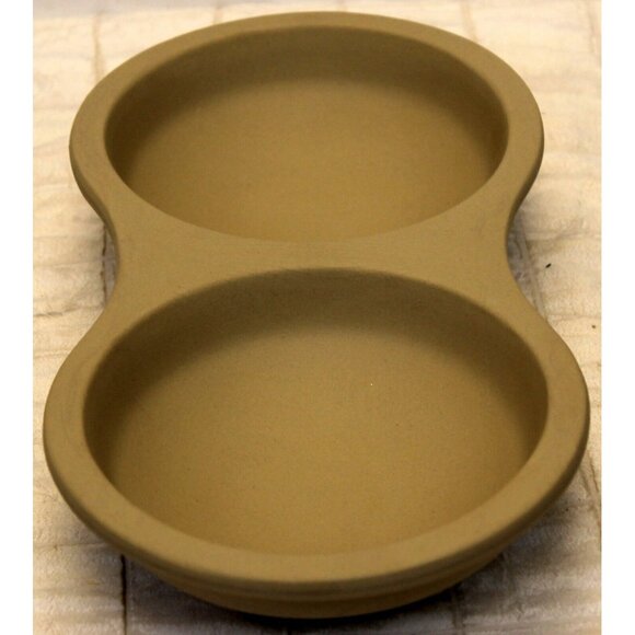 Pampered Chef Double Bowl Microwave Egg Cooker #2173 Unglazed Stoneware Scraper - Picture 6 of 7